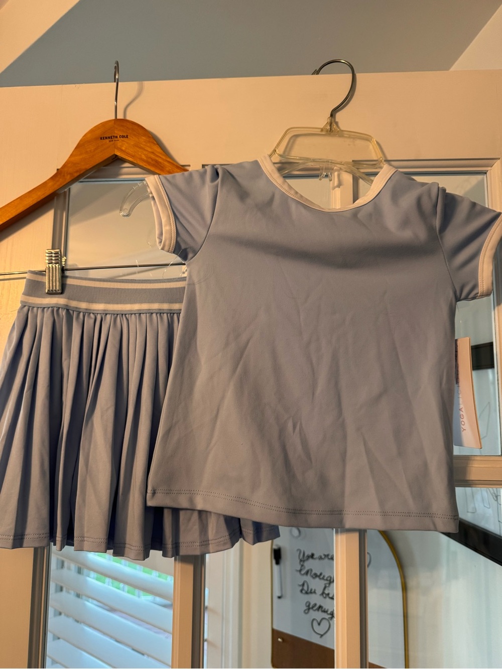 Yogalicious Light Blue Short Sleeve Top & Pleated Skirt Set